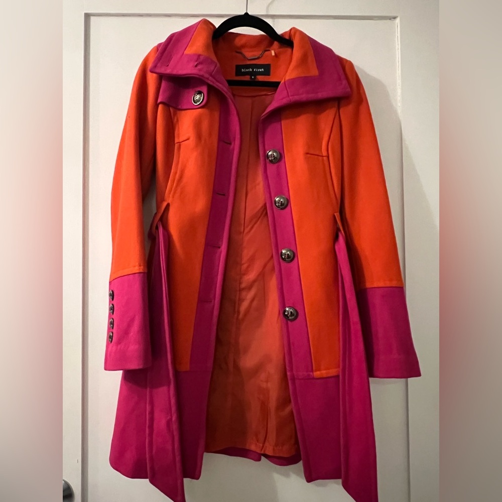 Colorblock long heavy pea coat